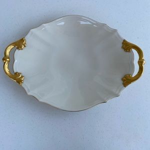 Vintage Lennox China Serving Platter Valencia Oval Platter 24K Gold USA